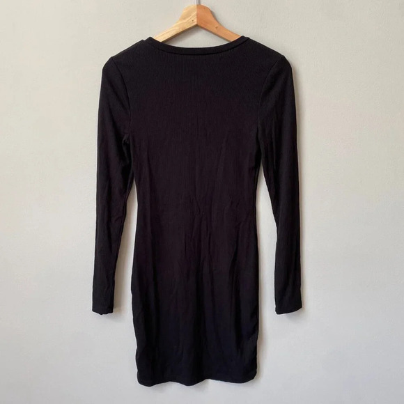 Guess Los Angeles Women's Small Long Sleeve Ribbed Bodycon Black Mini Dress Y2K - Picture 11 of 16